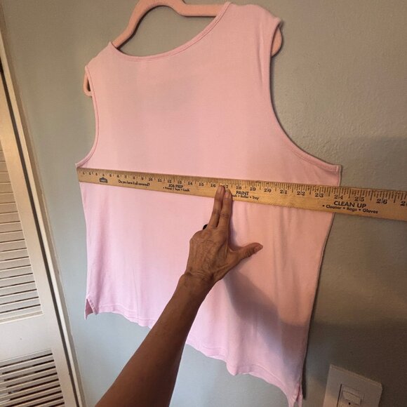 Plus Size Pink Sleeveless Top 3X 100% Cotton Lightweight Casual Women's Shirt - Picture 3 of 5